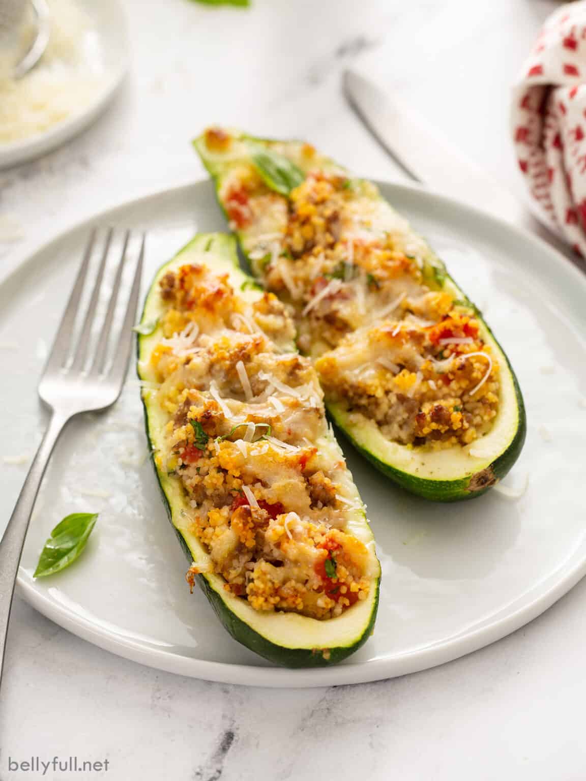 Stuffed Zucchini Recipe {with sausage} Belly Full