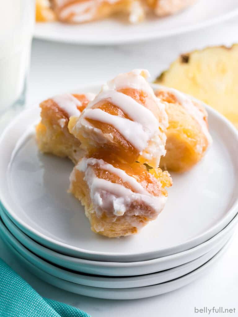 pieces of glazed dough bites on white plate