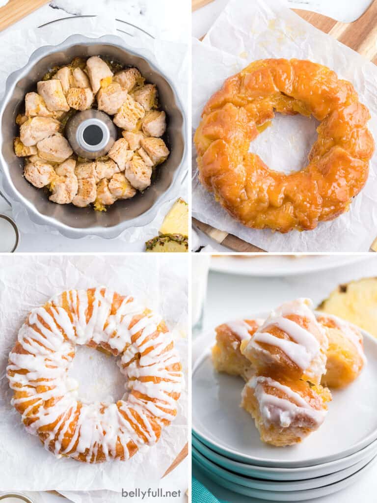 4 picture collage how to make Pull Apart Monkey Bread