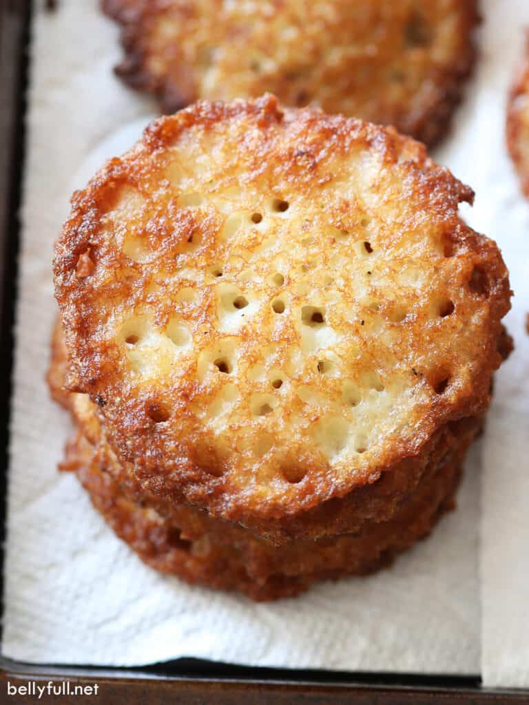 stack of golden fried potato pancakes