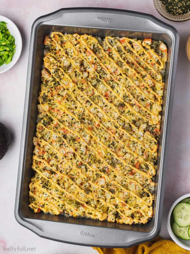 Sushi Bake Recipe Best Sushi Casserole! - Belly Full