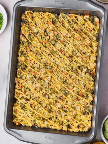 overhead sushi bake in casserole pan