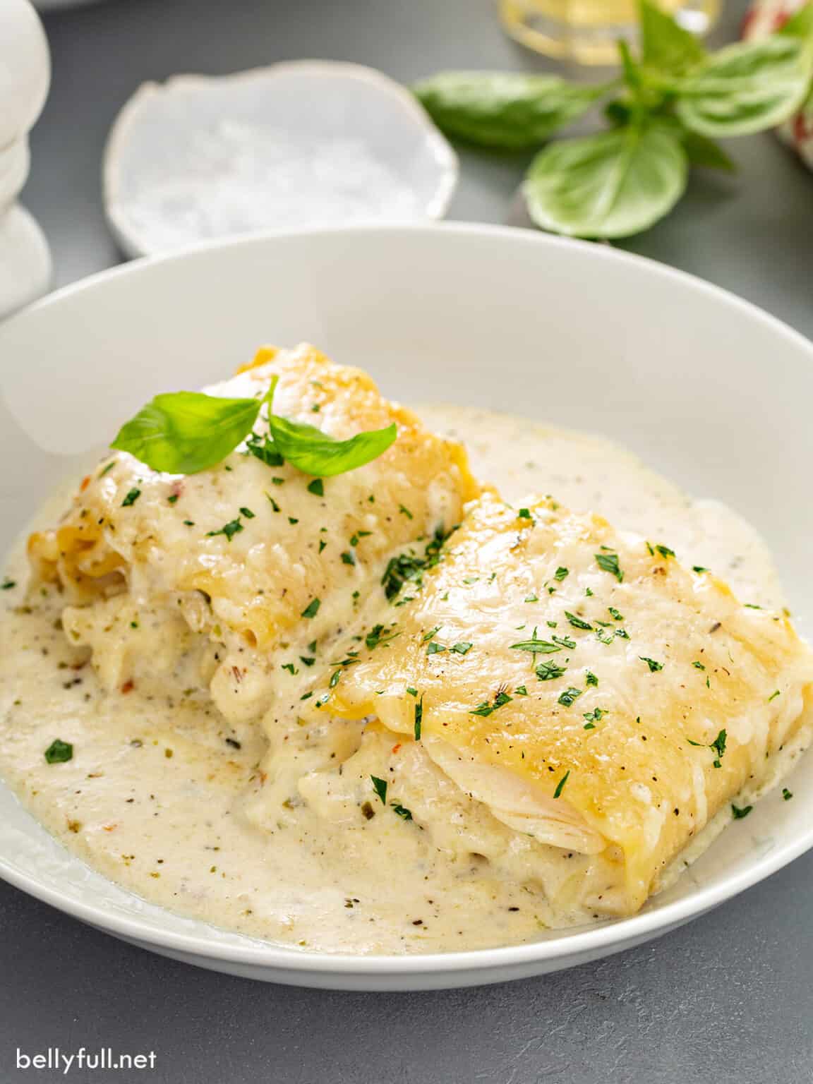Chicken Alfredo Lasagna Rolls Belly Full