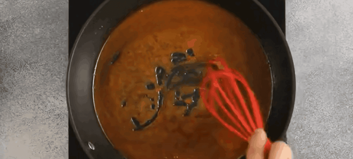 Making the enchilada sauce.