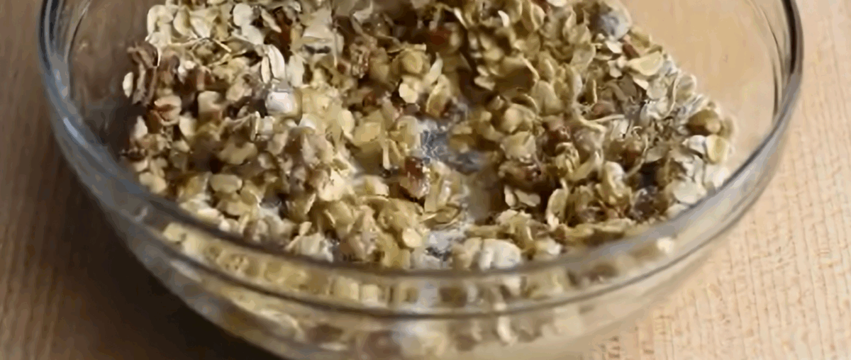 Topping ingredients in a glass bowl.