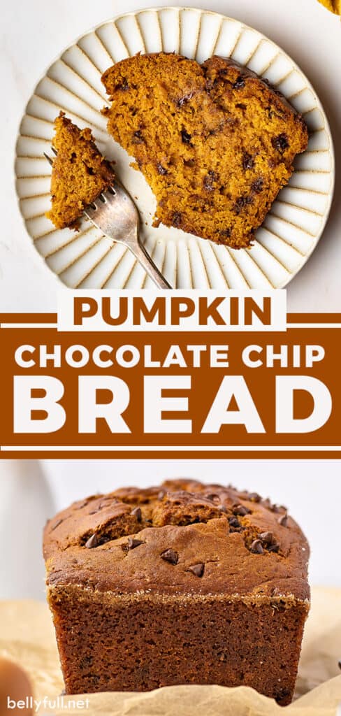 pin for pumpkin chocolate chip bread recipe