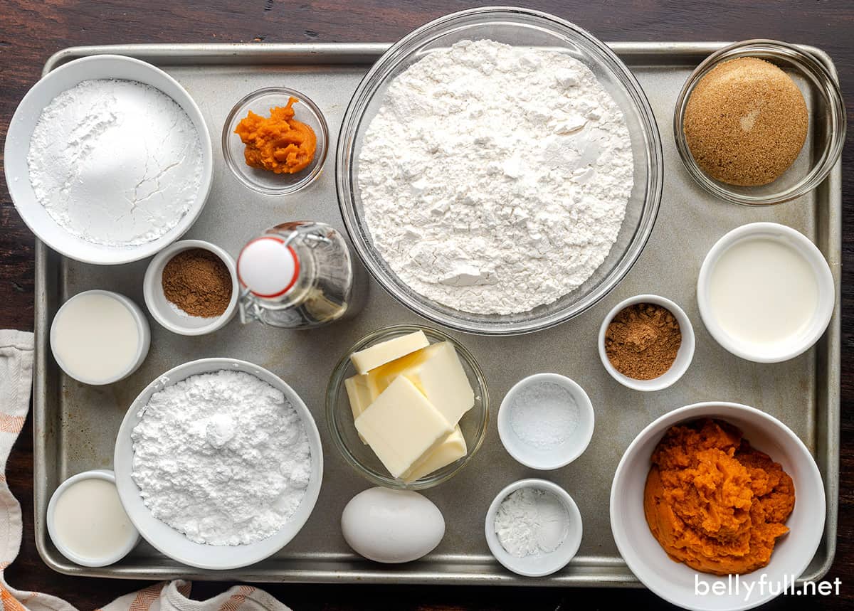 Overhead view of ingredients to make pumpkin scones