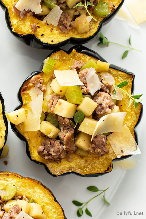 Sausage Stuffed Acorn Squash - Belly Full