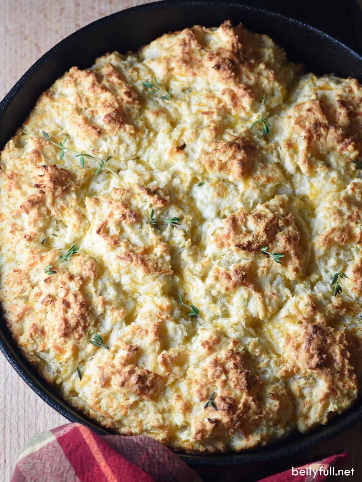 overhead biscuits in cast iron skillet