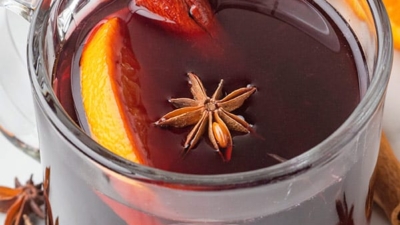 A glass of mulled wine