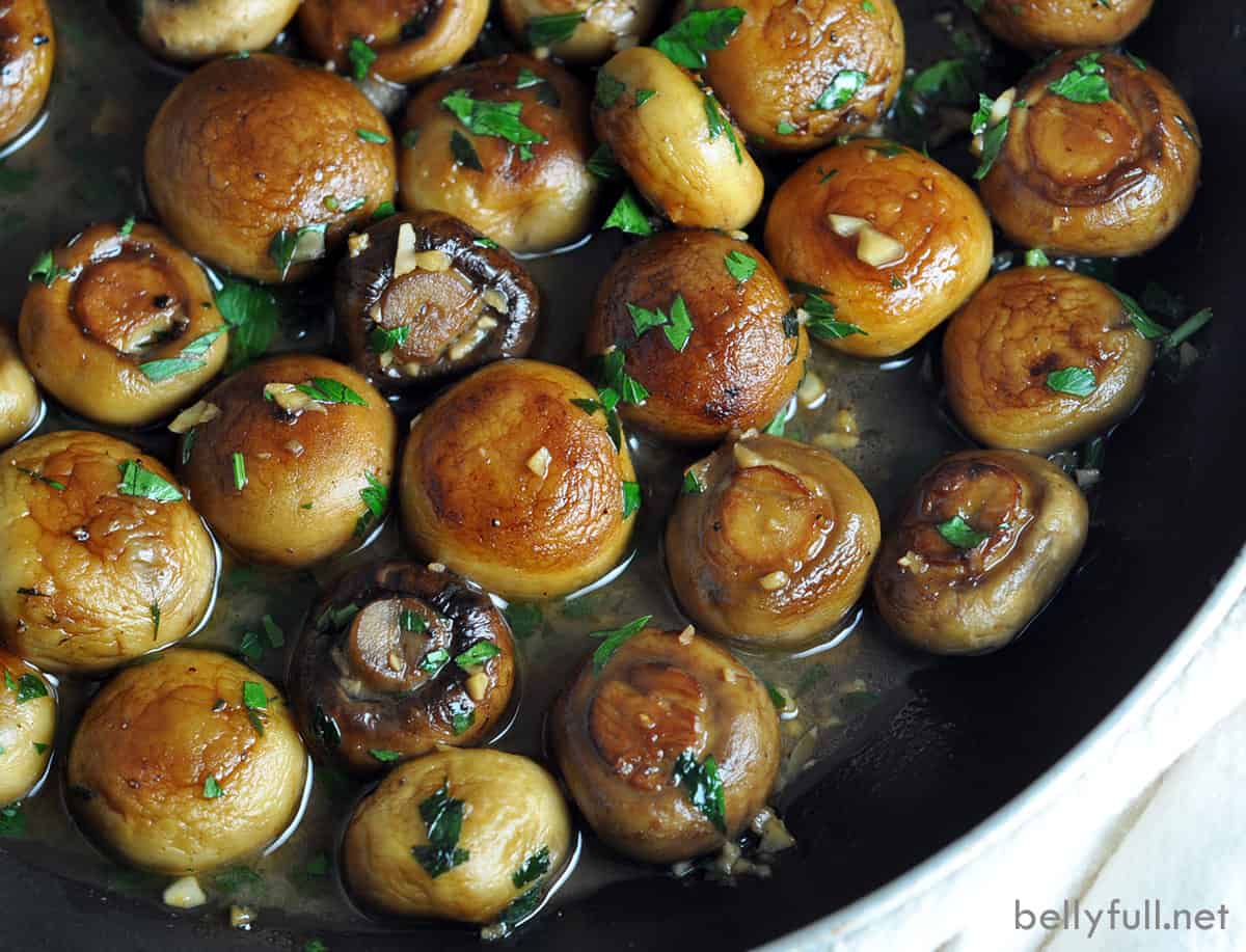 Sauteed Mushrooms with Buttery Garlic Sauce - Belly Full