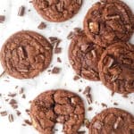 Overhead view of Andes mint cake mix cookies