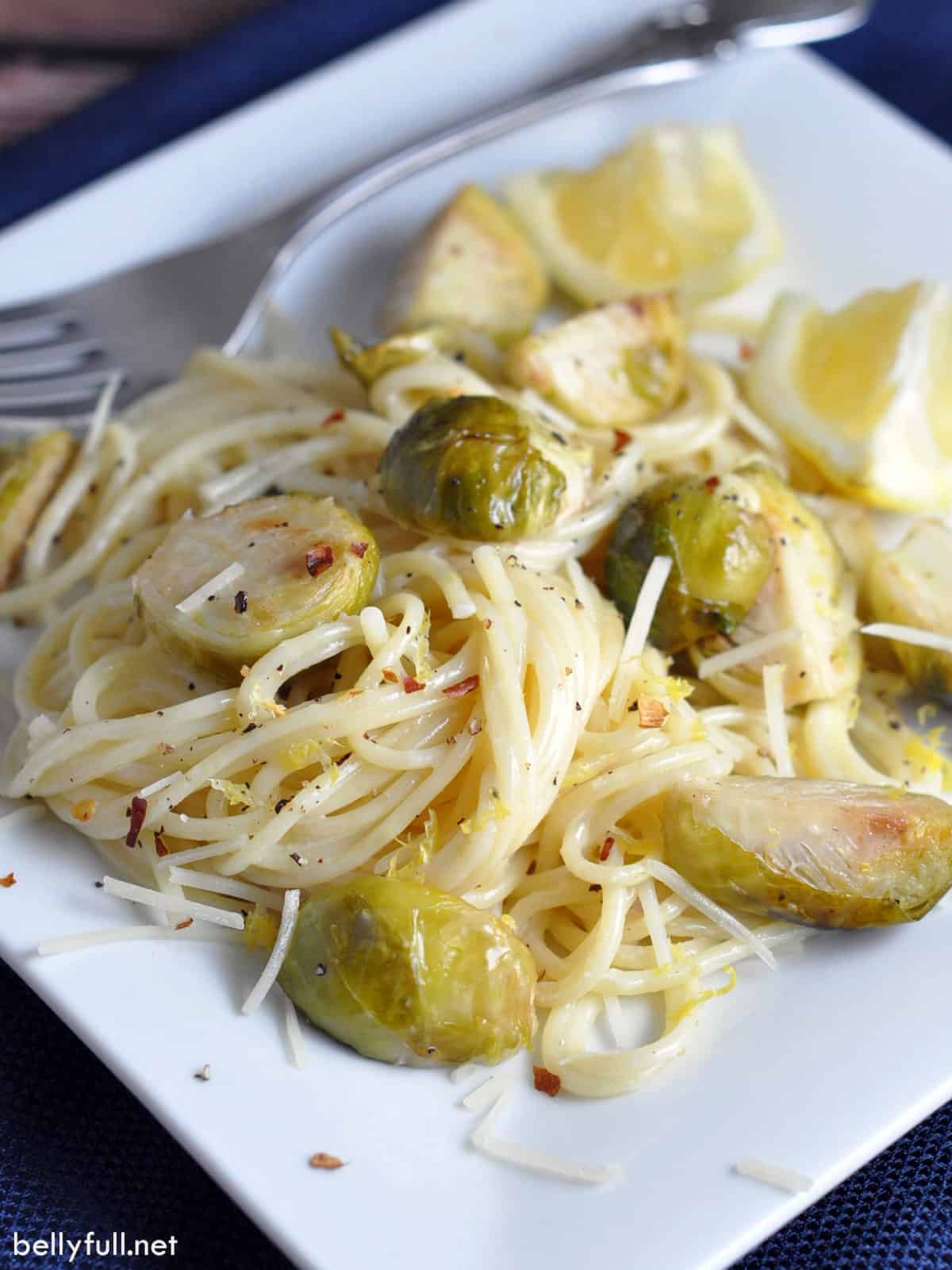 Creamy Lemon Pasta with Roasted Brussels Sprouts