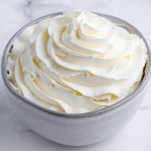 swirled whipped cream in bowl