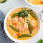 overhead Thai Curry Soup in white bowl