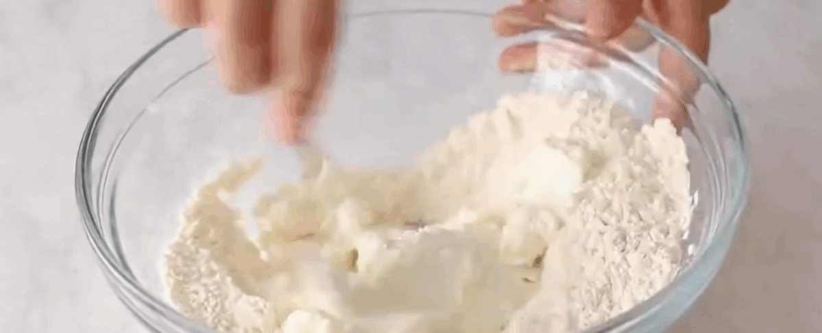 Preparing the dough.