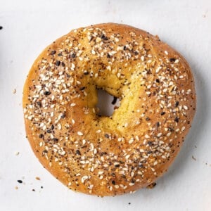 overhead close up of everything bagel