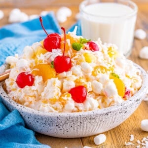 A bowl of ambrosia salad