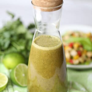 bottle of homemade cilantro lime dressing