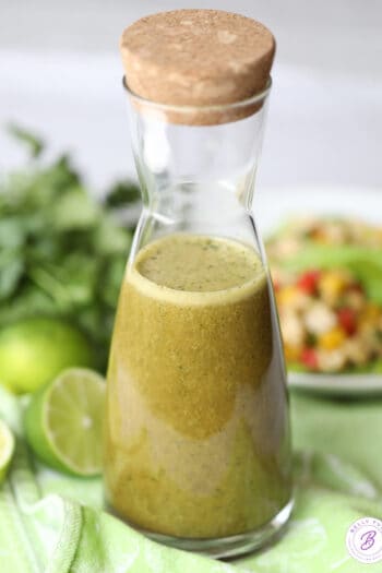 bottle of homemade cilantro lime dressing