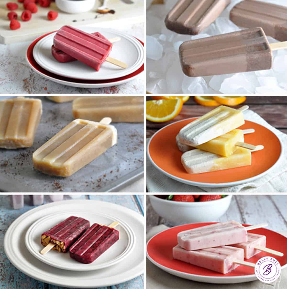 6 different homemade popsicles collage