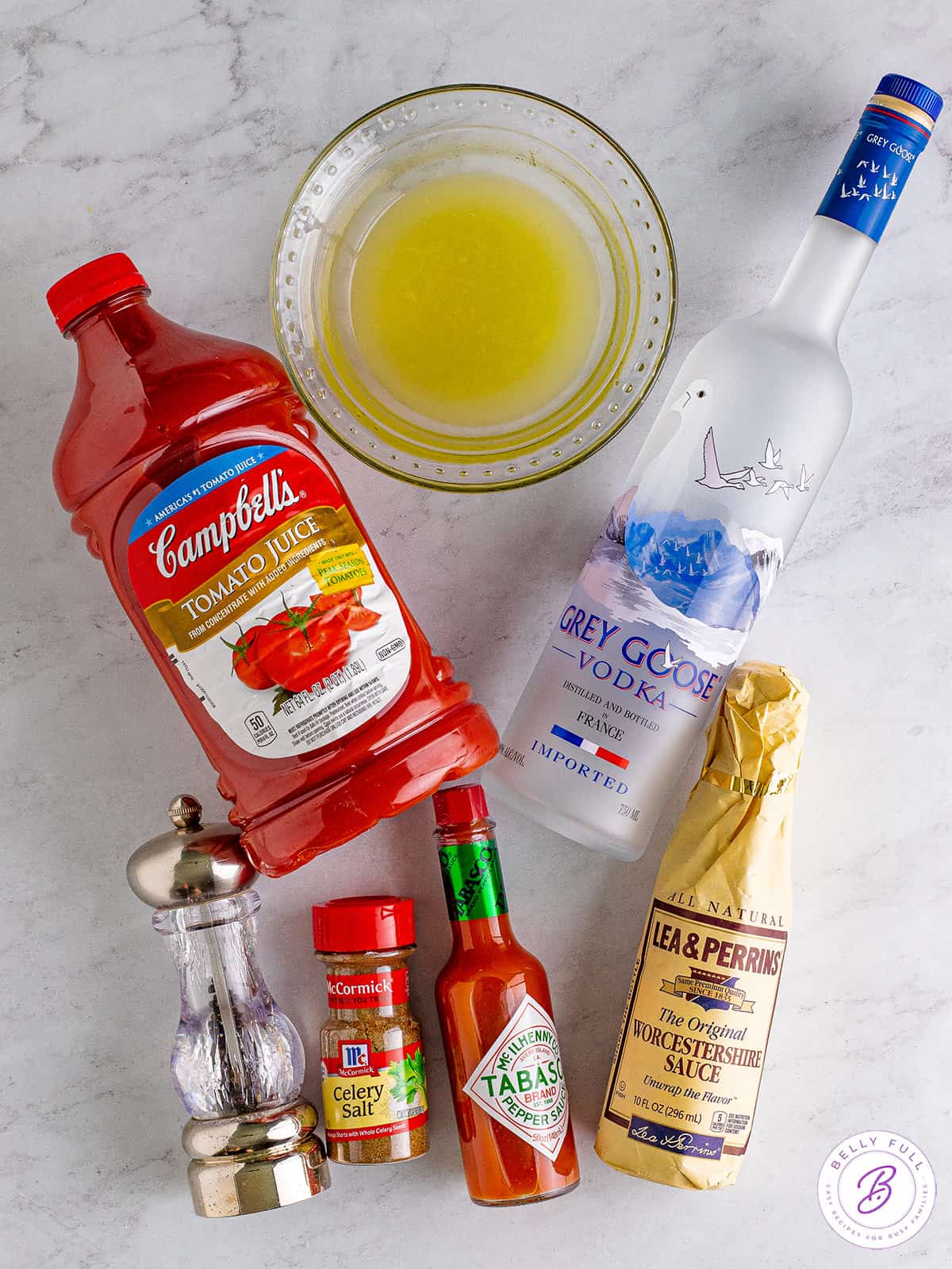 Overhead view of Bloody Mary Garnishes