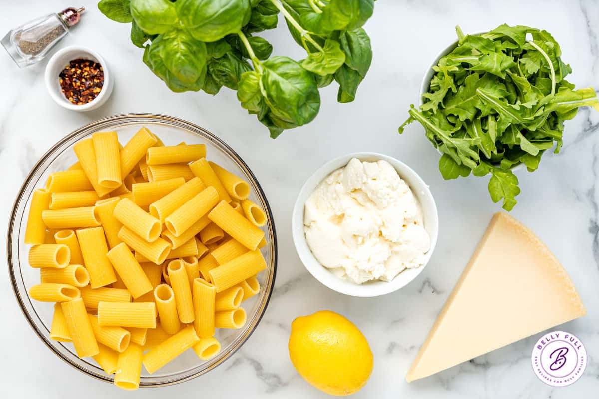 ingredients for lemon ricotta pasta