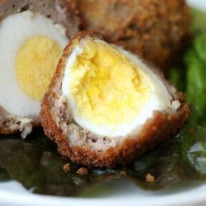 scotch egg sliced in half