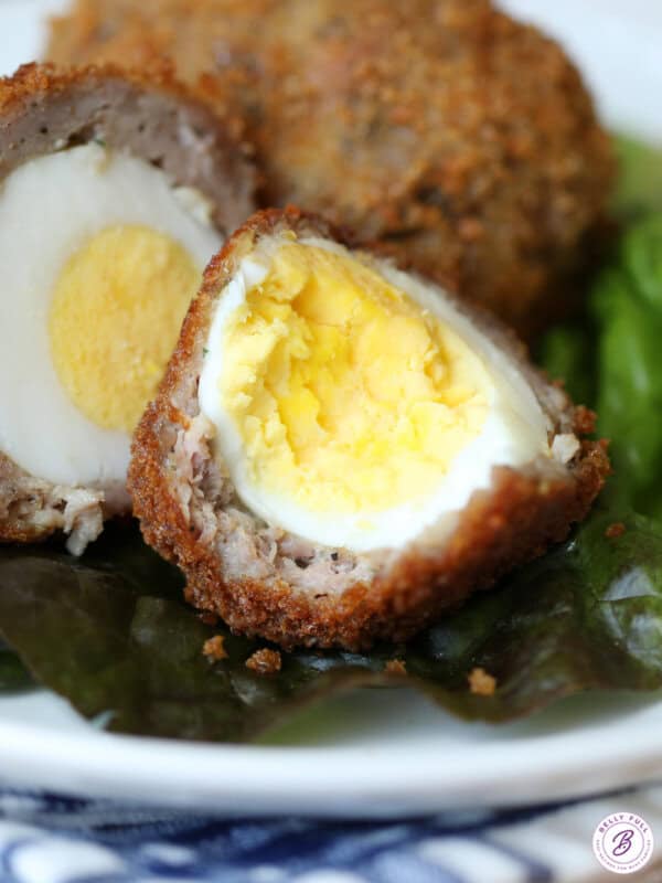 scotch egg sliced in half