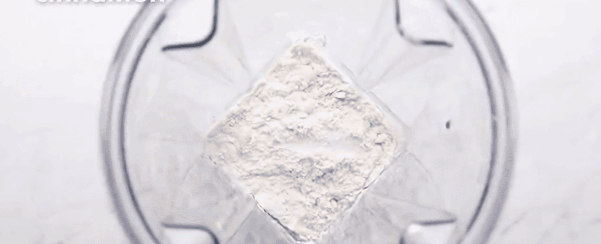 Blending the ingredients to make a Dutch baby pancake.