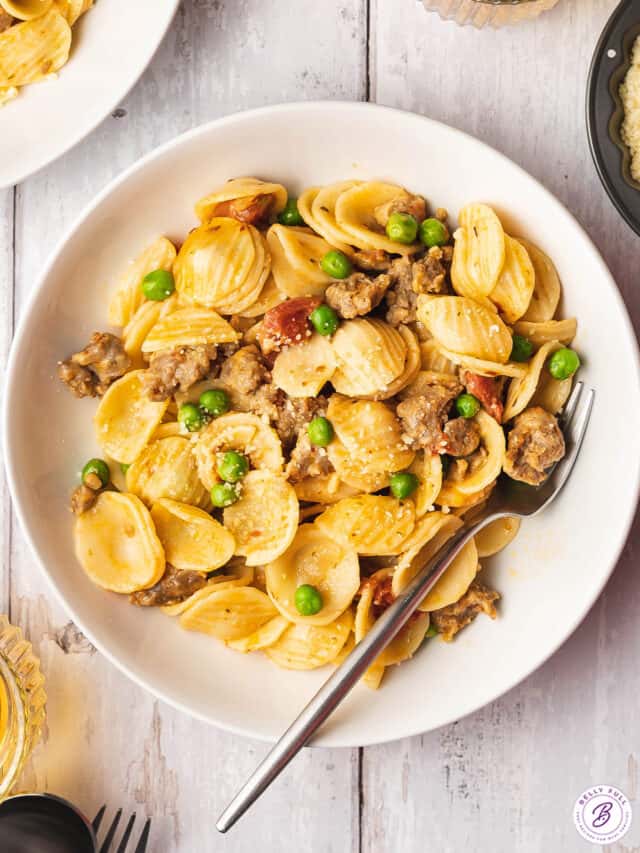 Sausage and Pea Pasta Belly Full