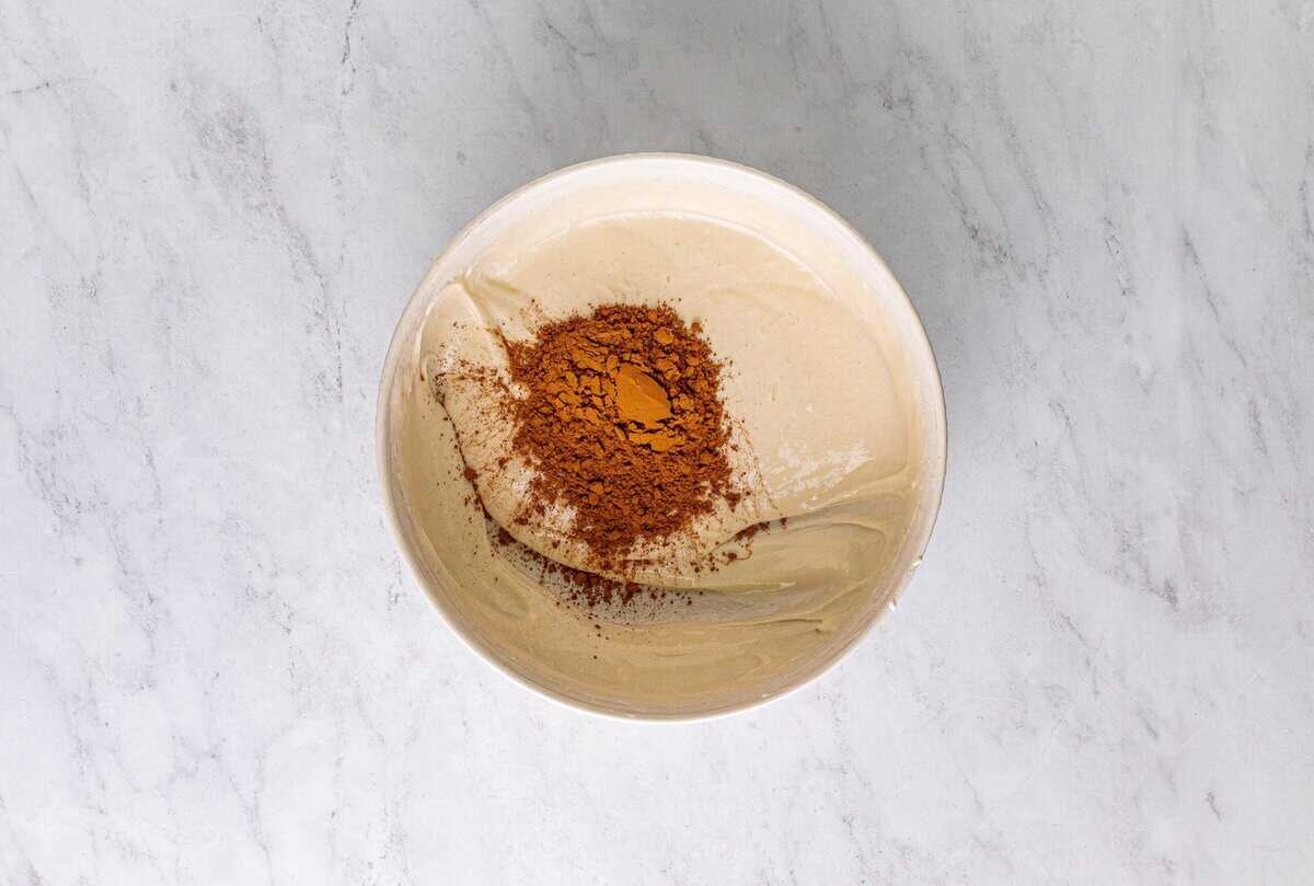 Vanilla batter with cocoa powder.