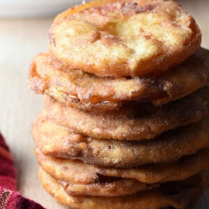 tall stack of apple fritter rings