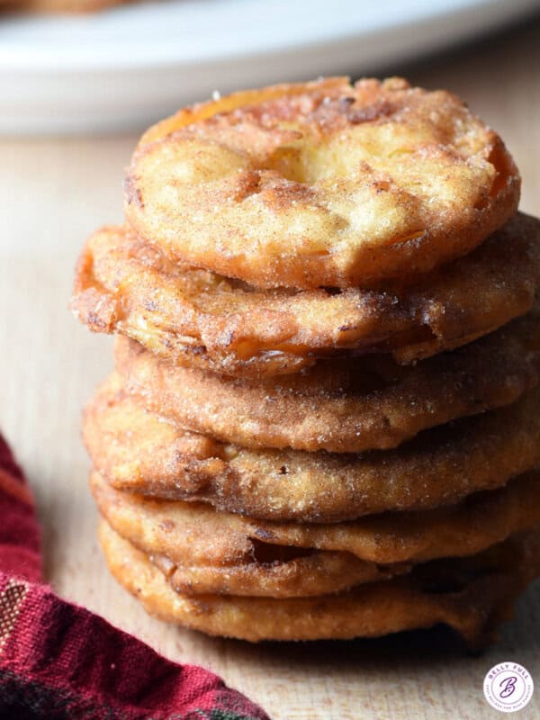 tall stack of apple fritter rings