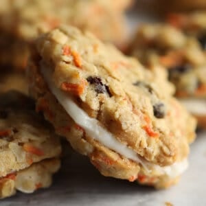 close up carrot cake sandwich cookie