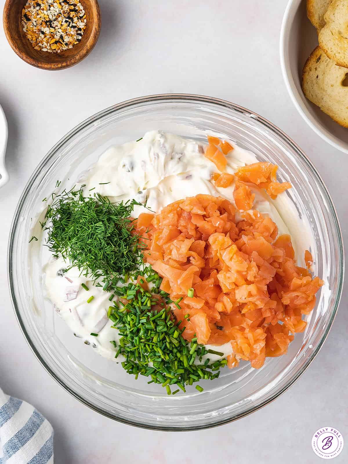 salmon dip ingredients in bowl