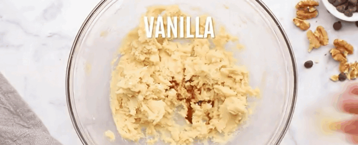 Preparing the cookie dough batter.