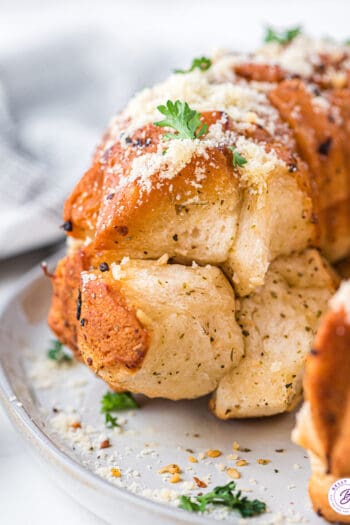 close up section of pull apart rolls on plate