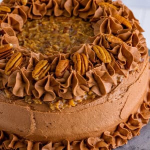 Angled view of a German chocolate cake