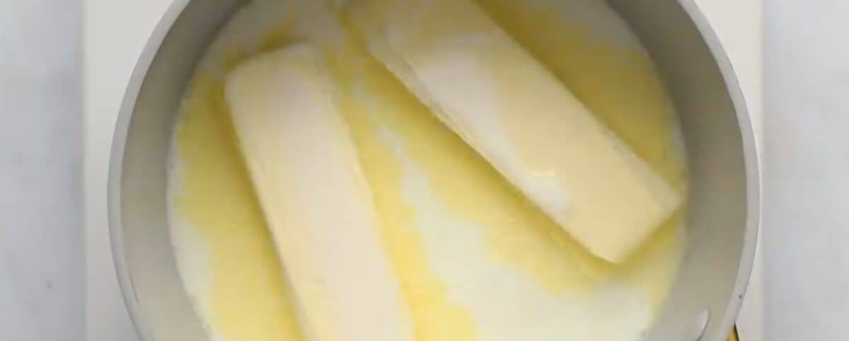 Milk and butter in a pot.