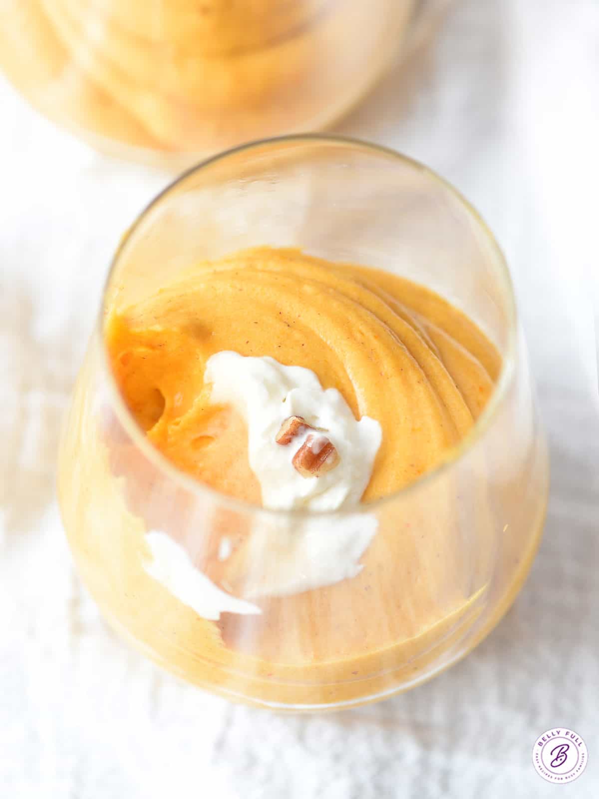 overhead pumpkin mousse in a parfait glass