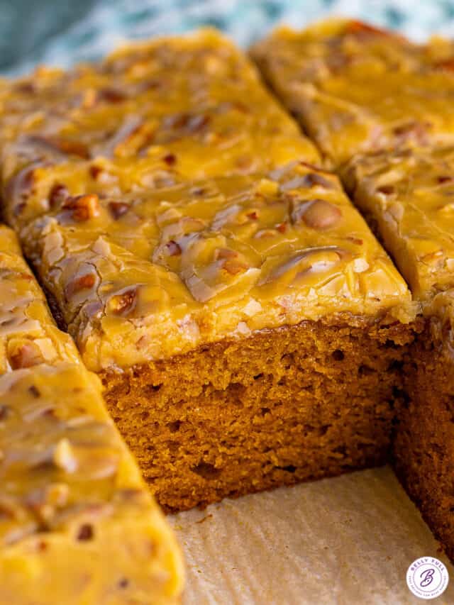 Pumpkin Cake with Praline Frosting Belly Full