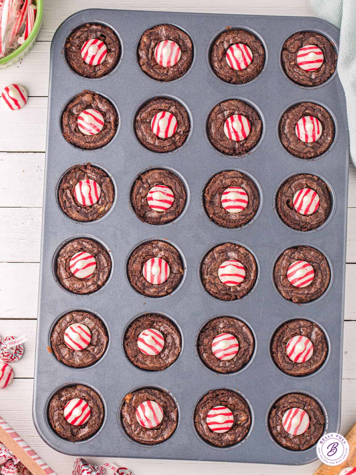 Candy Cane Kiss Brownie Bites Belly Full