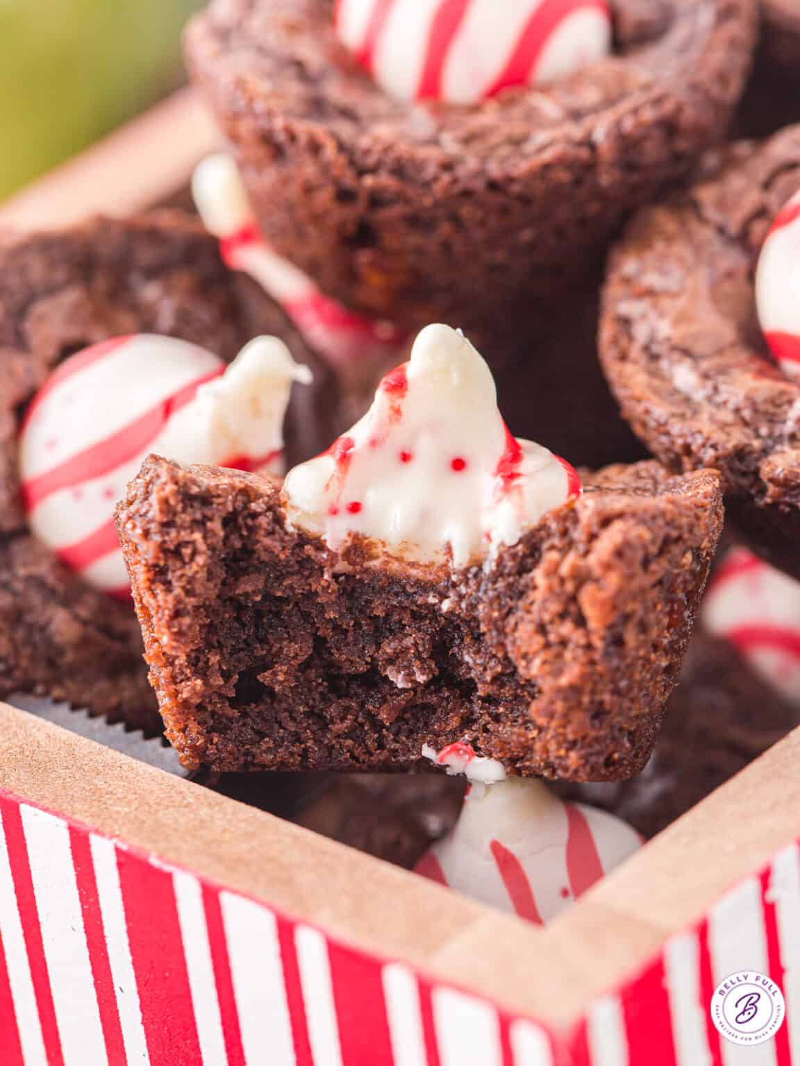 Candy Cane Kiss Brownie Bites Belly Full