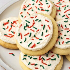 Lofthouse sugar cookies on a white plate