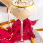 A cinnamon roll cocktail in a glass