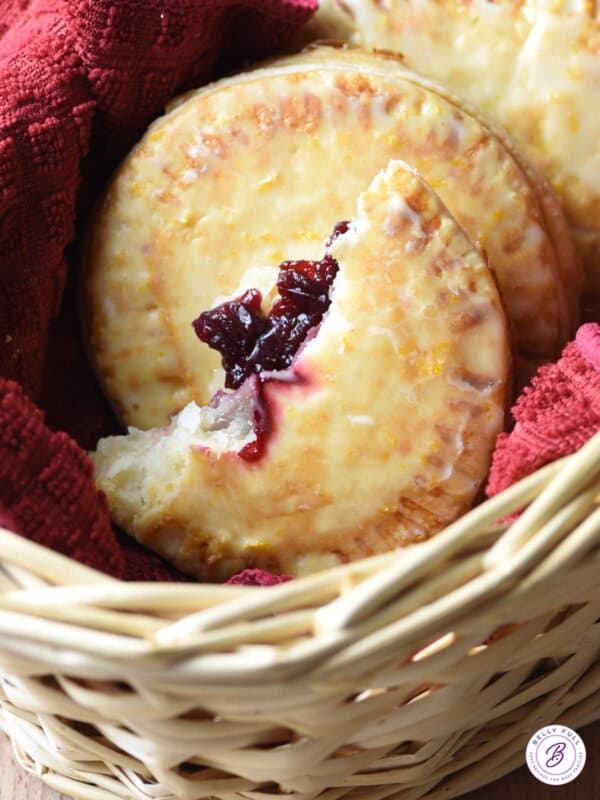cranberry hand pie broken in half