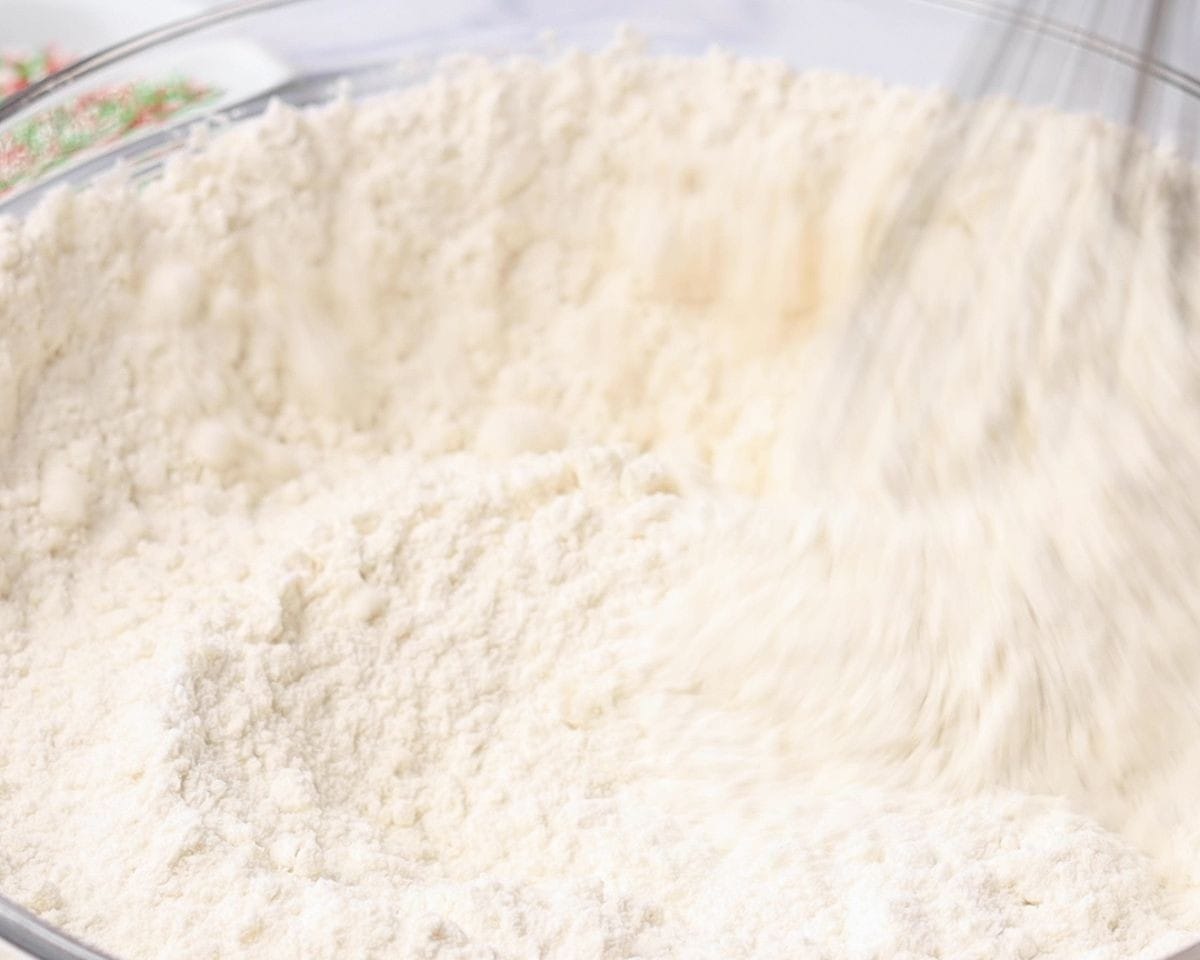 Whisking the dry ingredients together. 