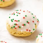 Close up Italian Cookies with red and green sprinkles