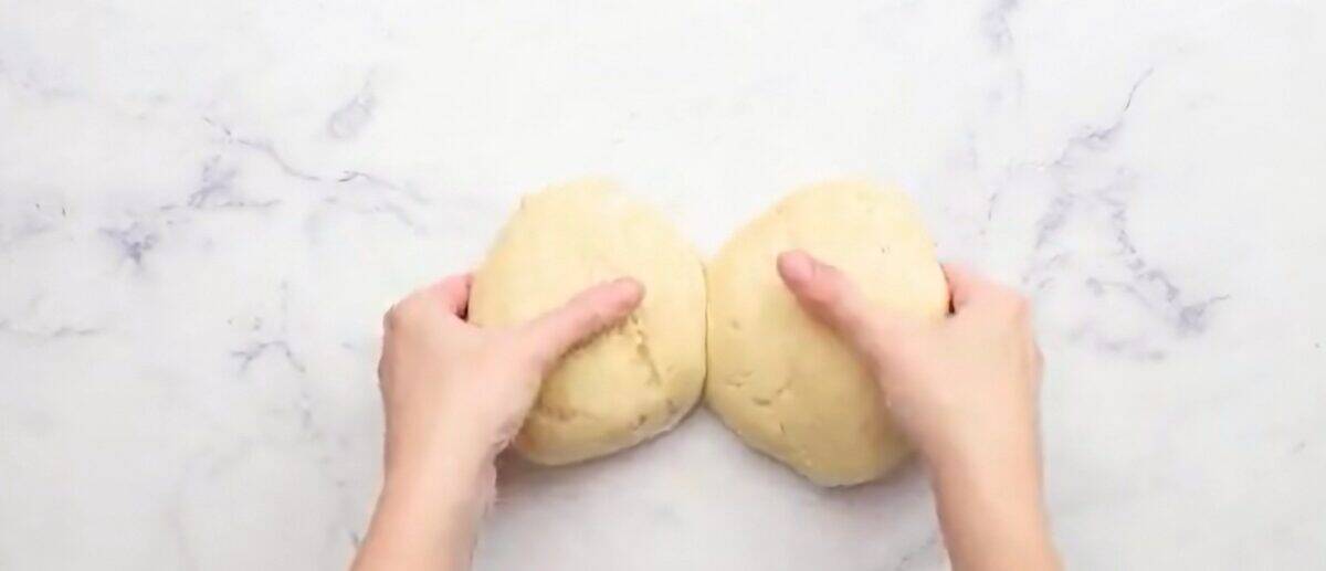 Lofthouse cookie dough divided into 2 portions.